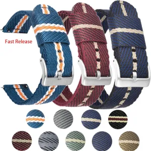 Woven Canvas Watch Band 18mm 20mm 22mm Quick Release Replacement Bracelet Men Women Universal Strap
