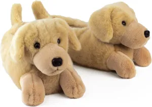 Yellow Labrador Slippers for Women and Men - Fuzzy Plush Dog Slippers for Adults