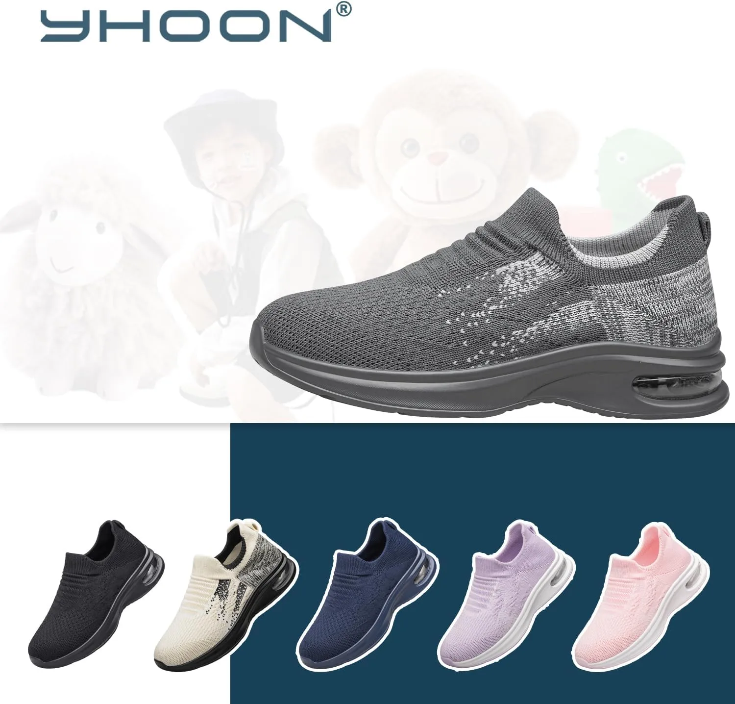 YHOON Kids Sock Shoes Boys Girls Sneakers Athletic Fitness Tennis Walking School Shoes for Toddler/Little Kid/Big Kid