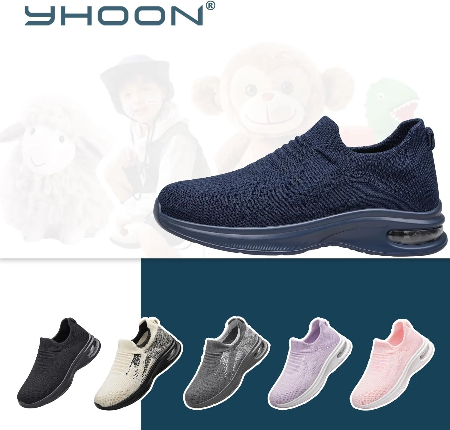 YHOON Kids Sock Shoes Boys Girls Sneakers Athletic Fitness Tennis Walking School Shoes for Toddler/Little Kid/Big Kid