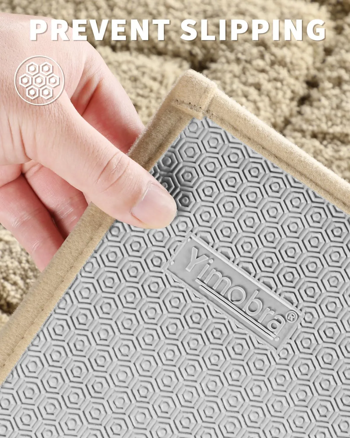Yimobra Bathroom Rugs Mat, Extra Soft Fluffy and Absorbent Microfiber Bath Rugs, Non Slip Plush Shaggy Shower Rug, Machine Washable Mats for Bathroom Floor, Bathtub and Laundry, 47"x24", Beige
