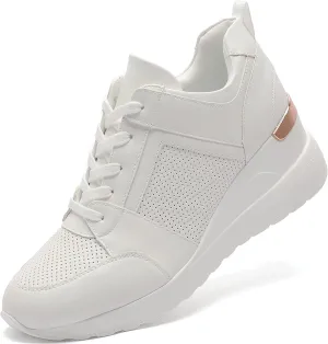 YZ Fashion Wedge Sneaker for Women High Heel Lace Up Platform Sneakers