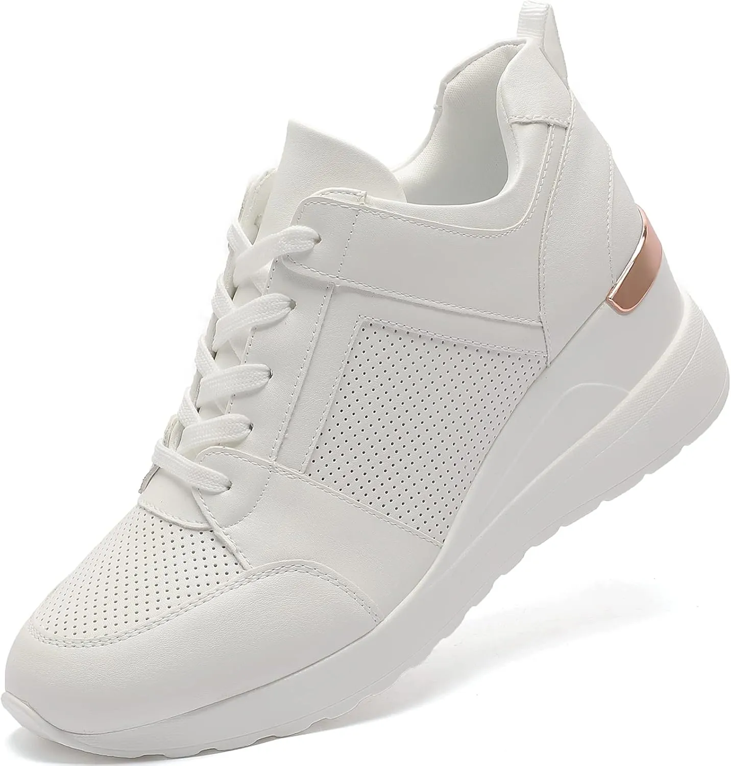 YZ Fashion Wedge Sneaker for Women High Heel Lace Up Platform Sneakers
