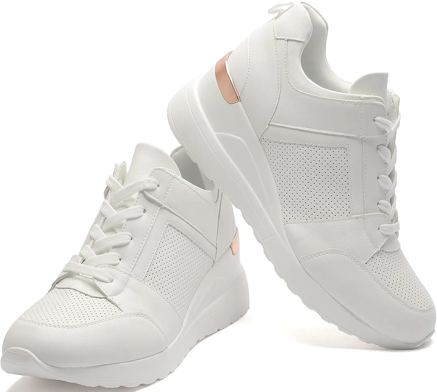 YZ Fashion Wedge Sneaker for Women High Heel Lace Up Platform Sneakers