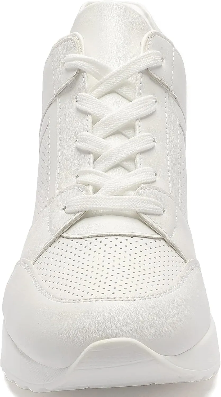 YZ Fashion Wedge Sneaker for Women High Heel Lace Up Platform Sneakers