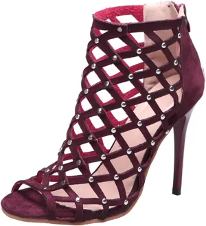 ZBYY Stiletto High Heels for Women,Summer Cross Cutout Stiletto Dress Pump Sandals Shoes Back Zipper Party Sandals