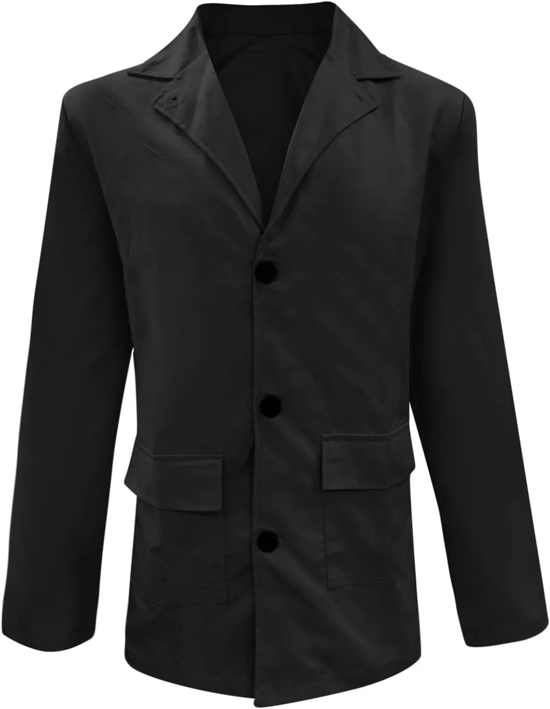 ZYXTIM Men's Lightweight Casual Cropped Canvas Windproof Jacket Coat Loose Fit Button Down Lapel Solid Cardigan Coat